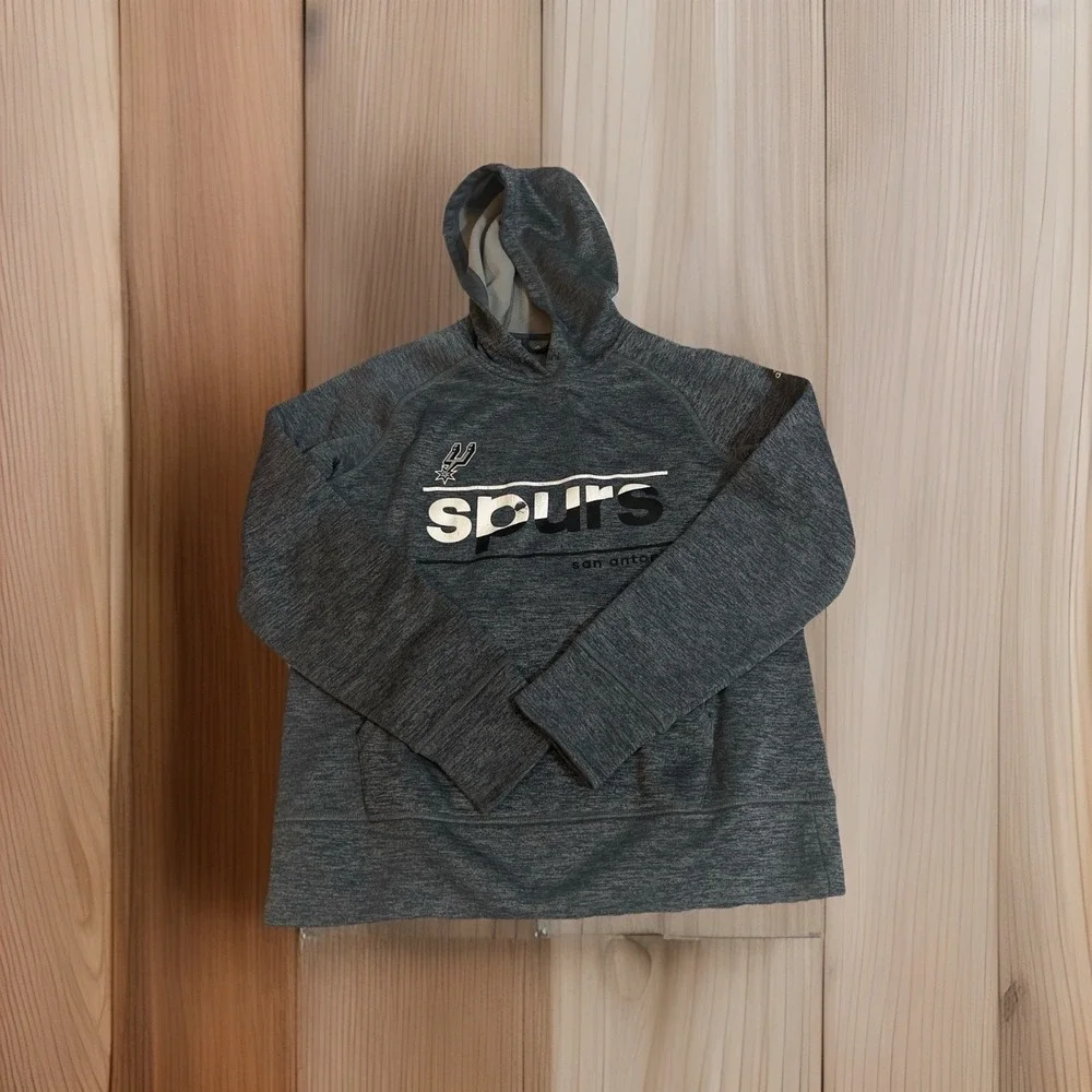 Adidas‎ San Antonio Spurs Youth Hoodie Size M 10/12 Gray Pullover NBA ClimaWarm